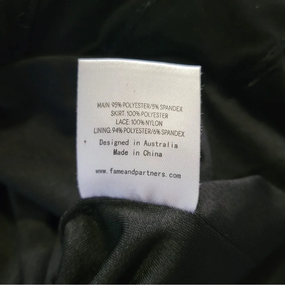 Fame and Partners Abby Gown Draped Tiered Black Spaghetti Strap Maxi Dress Lace - Picture 7 of 9